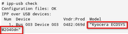 Пример вывода команды ipp-usb check