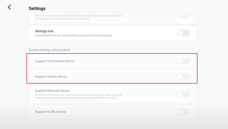 Снятие галочек во вкладке "Settings"