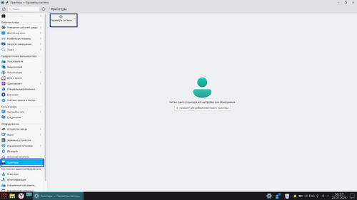 Параметры системы - Принтеры