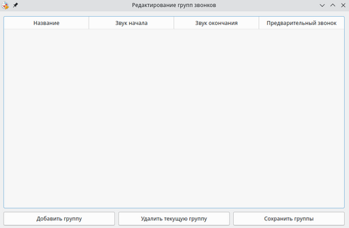 Окно редактирования групп звонков